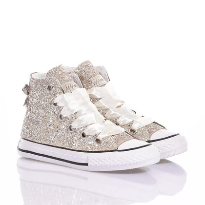 Converse Junior Full Champagne Chuck Taylor Hi Glitter