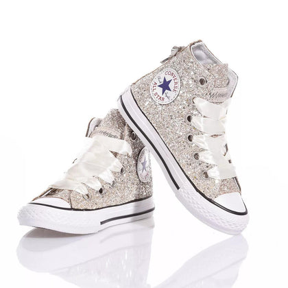 Converse Junior Full Champagne Chuck Taylor Hi Glitter