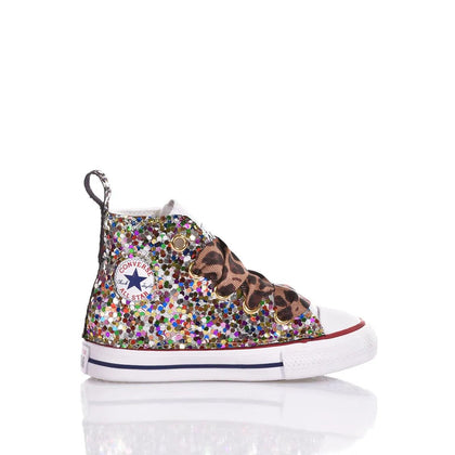Converse Baby Tiger Rainbow Chuck Taylor Hi Animalier, Glitter