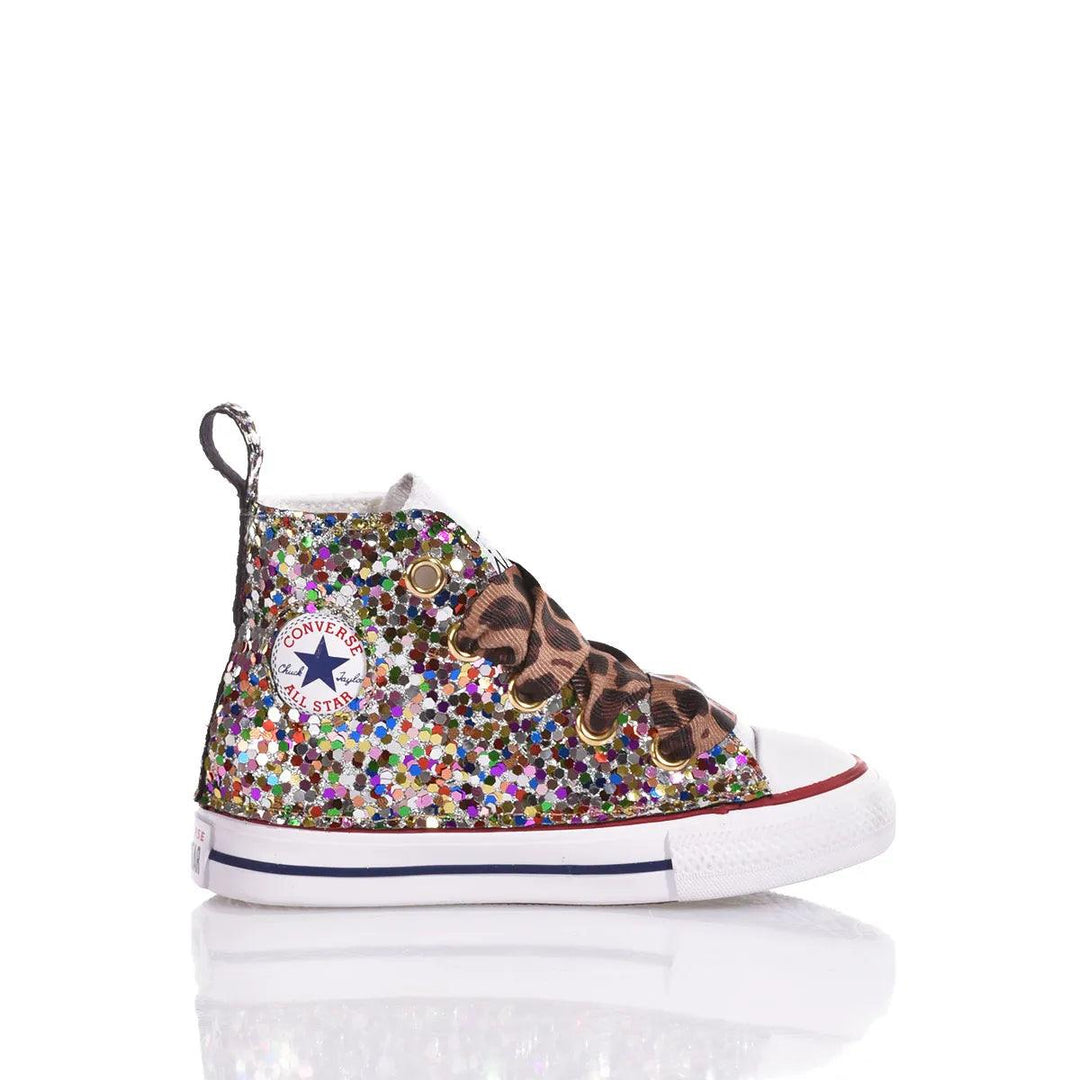 Converse Baby Tiger Rainbow Chuck Taylor Hi Animalier, Glitter