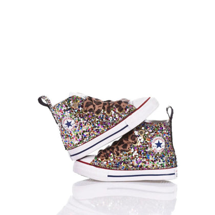 Converse Baby Tiger Rainbow Chuck Taylor Hi Animalier, Glitter