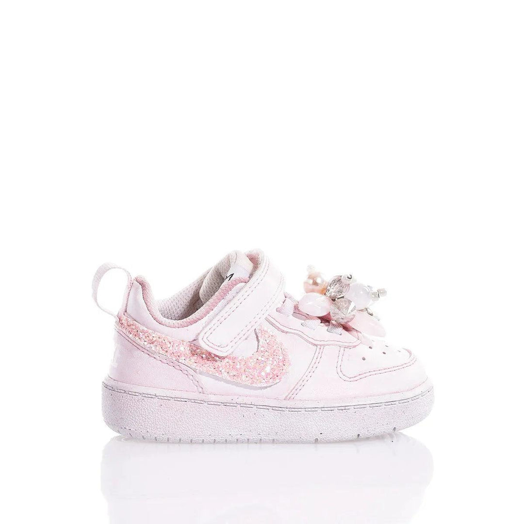 Nike Baby Pink Ice Court Vision Faded, Glitter