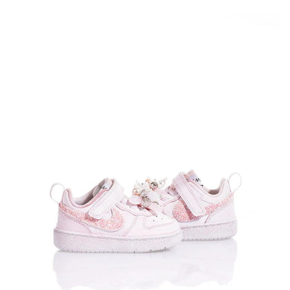 Nike Baby Pink Ice Court Vision Faded, Glitter