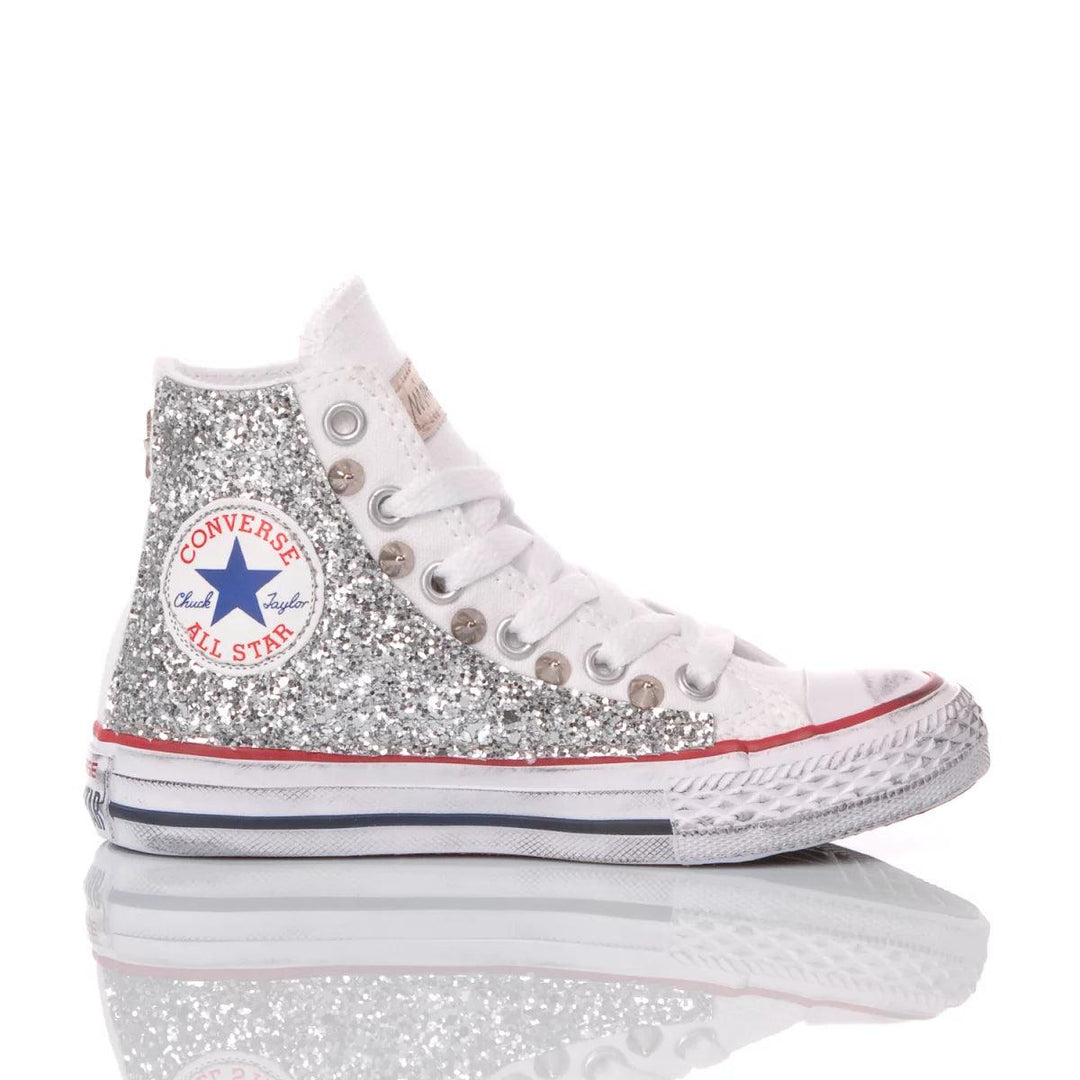Converse Junior Glitter Silver Chuck Taylor Hi Glitter