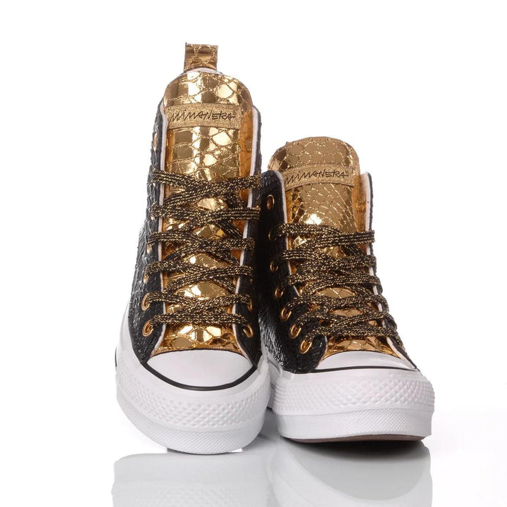 Converse Platform Snake Black/Gold Platform Animalier