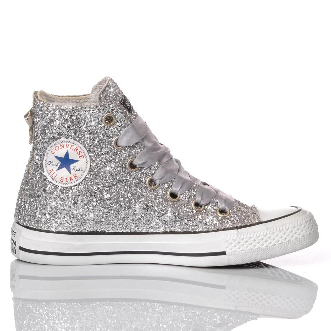 Converse Full Silver Chuck Taylor Hi Glitter
