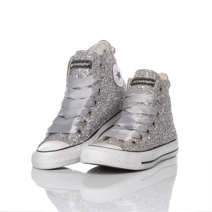 Converse Full Silver Chuck Taylor Hi Glitter