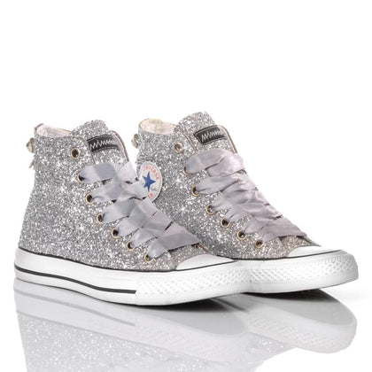 Converse Full Silver Chuck Taylor Hi Glitter