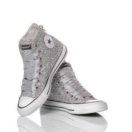 Converse Full Silver Chuck Taylor Hi Glitter