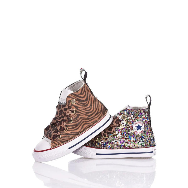Converse Baby Tiger Rainbow Chuck Taylor Hi Animalier, Glitter