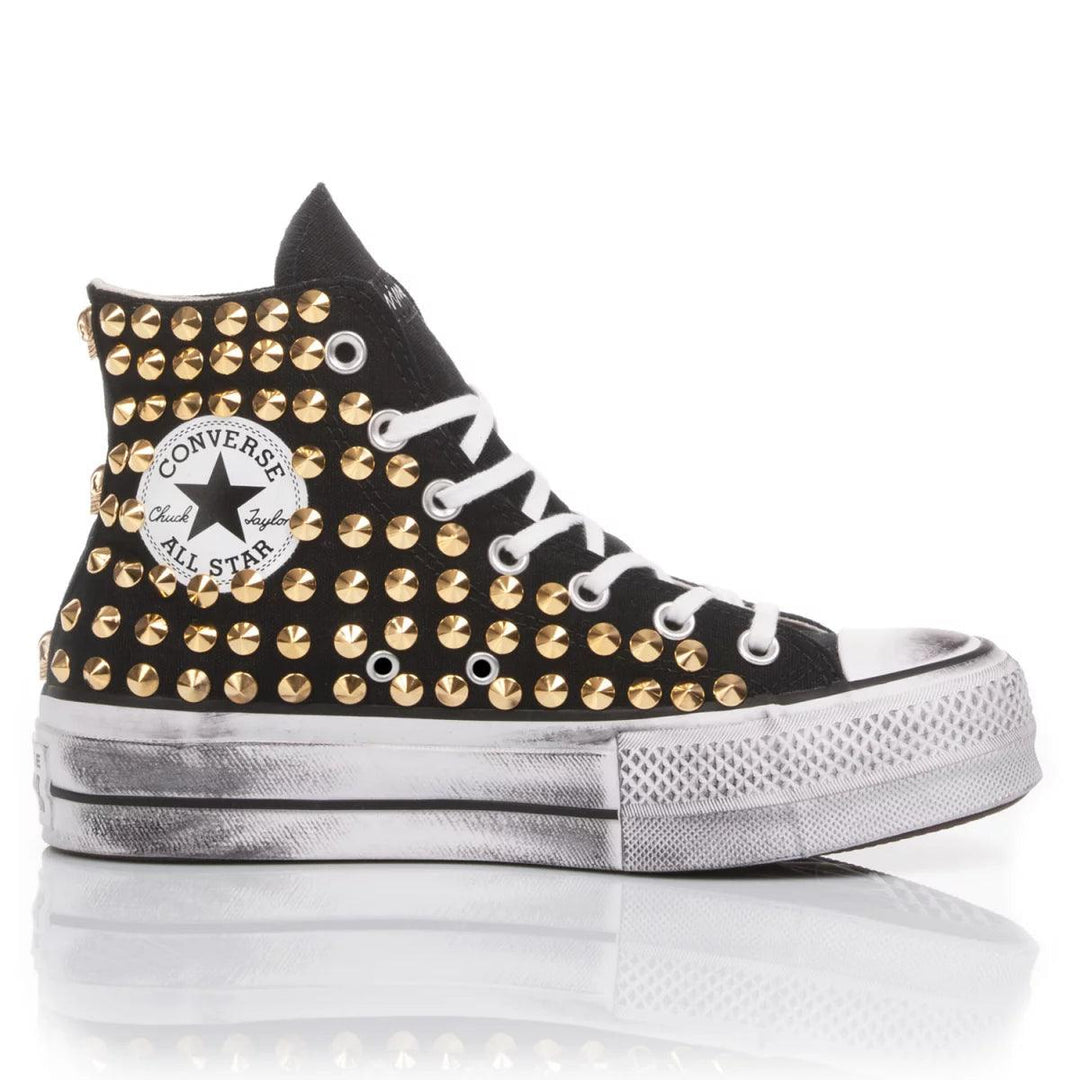 Converse Platform Black with Gold Studs Platform Studs