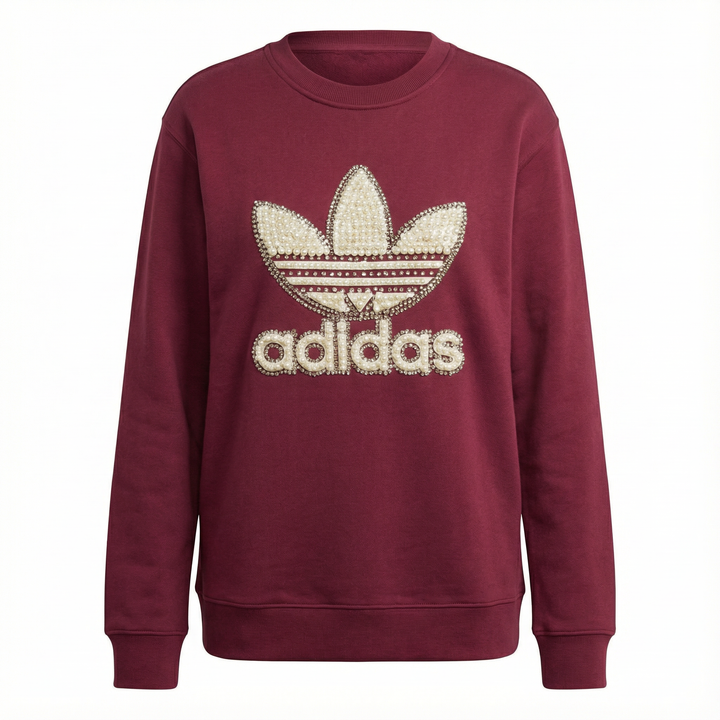 Burgundy Adidas Crewneck Sweatshirt Pearls & Swarovski