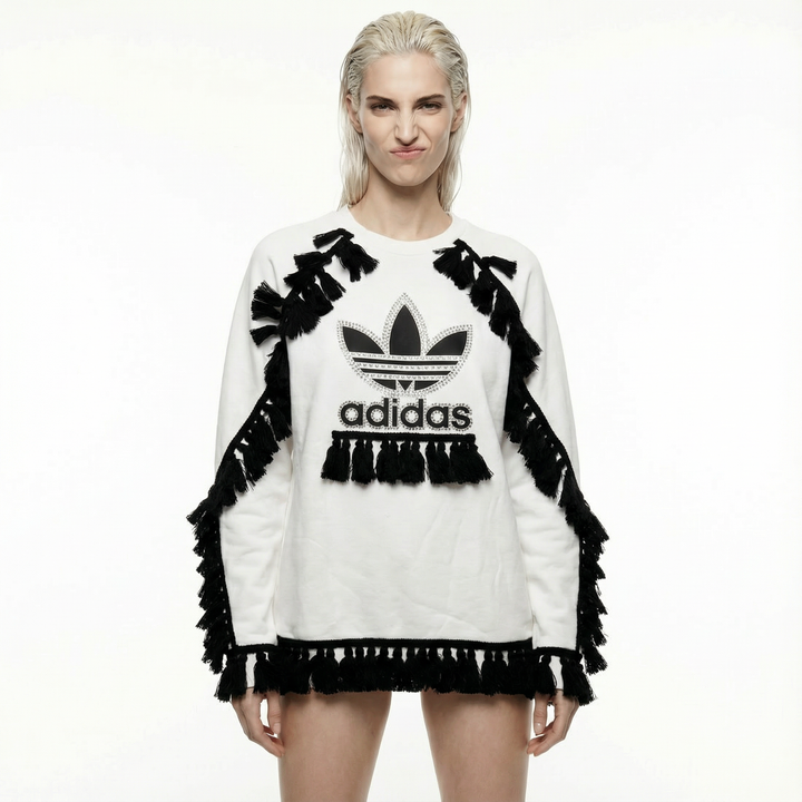 White Adidas Crewneck Sweatshirt Bohoo