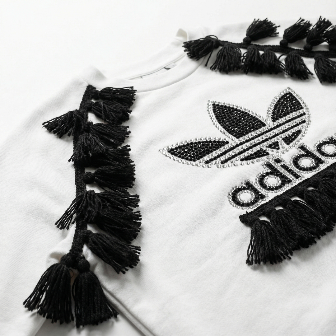 White Adidas Crewneck Sweatshirt Bohoo