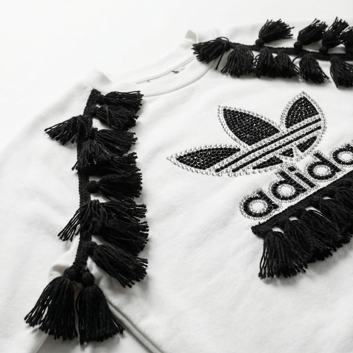 White Adidas Crewneck Sweatshirt Bohoo