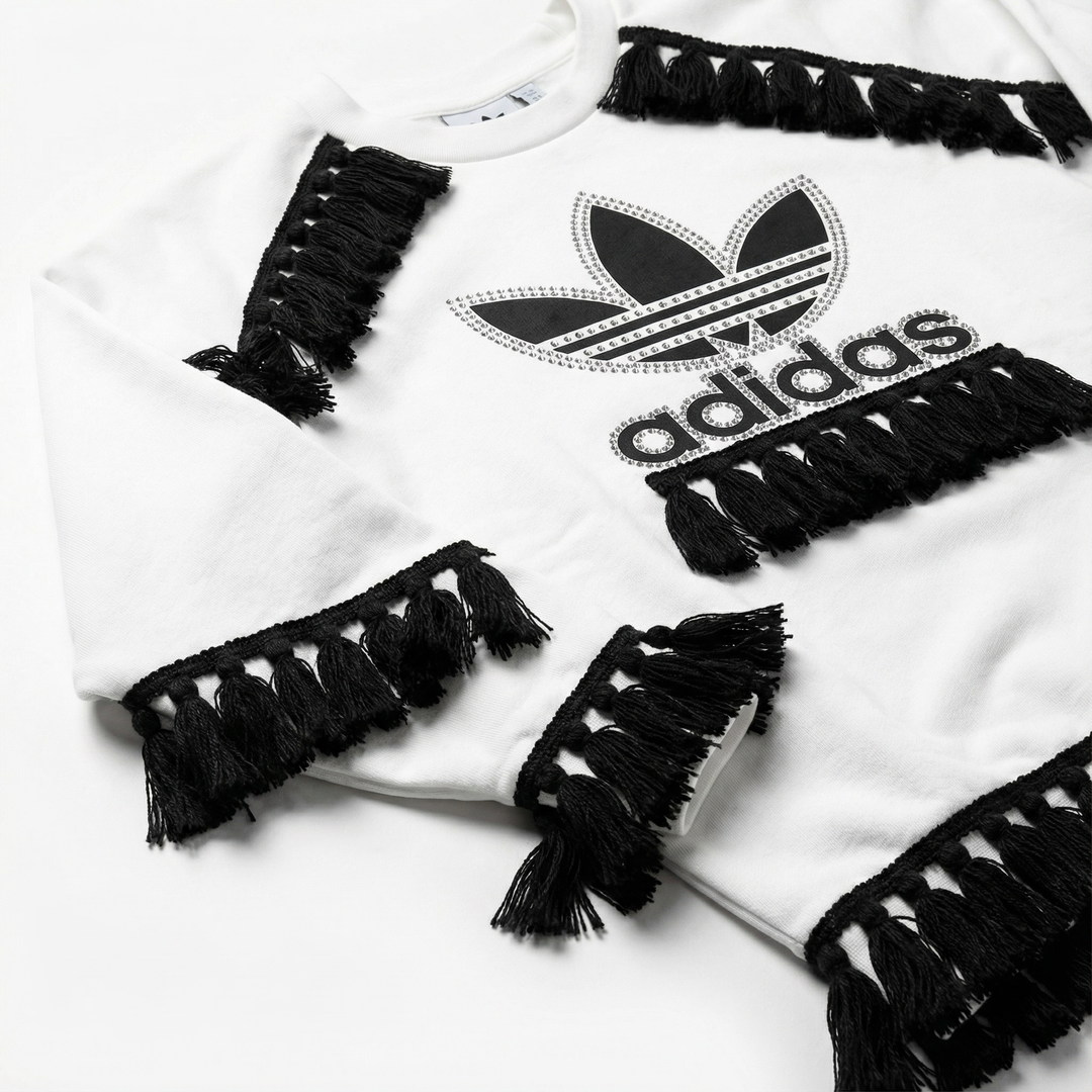 White Adidas Crewneck Sweatshirt Bohoo
