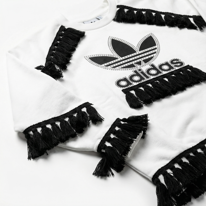 White Adidas Crewneck Sweatshirt Bohoo