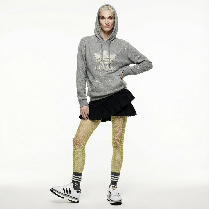 Grey Adidas Hoodie Pearls & Swarovski