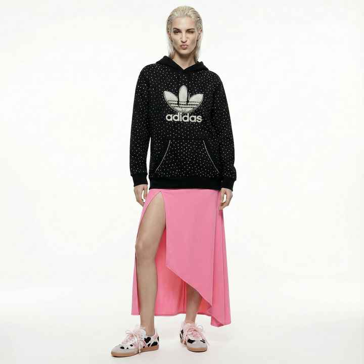 Black Adidas Hoodie with Full Swarovski Crystals