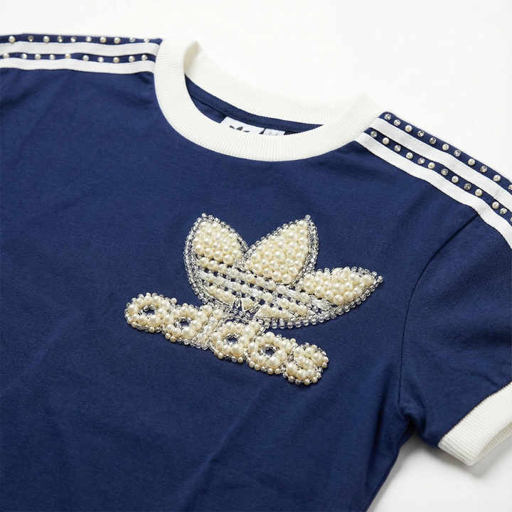 Blue Adidas T-shirt Pearls & Swarovski