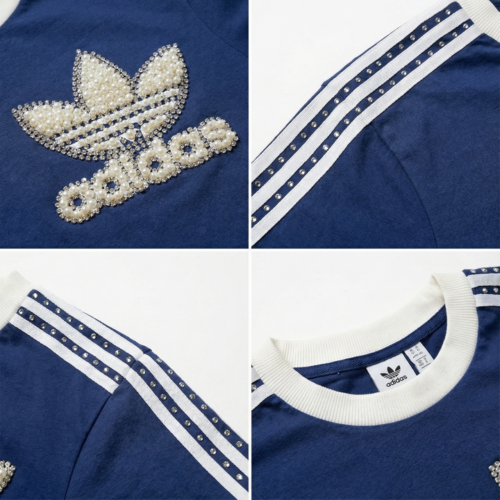 Blue Adidas T-shirt Pearls & Swarovski