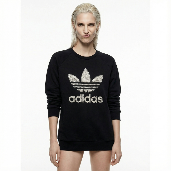 Black Adidas Crewneck Sweatshirt Swarovski