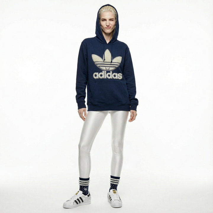 Blue Adidas Hoodie Pearls & Swarovski
