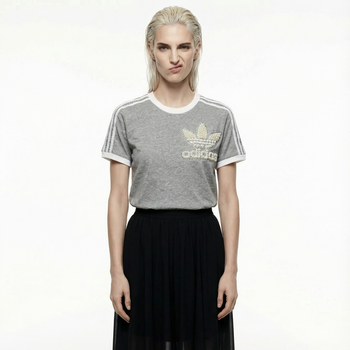 Grey Adidas T-shirt Pearls & Swarovski