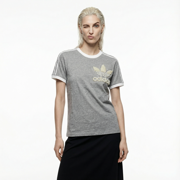 Grey Adidas T-shirt Pearls & Swarovski
