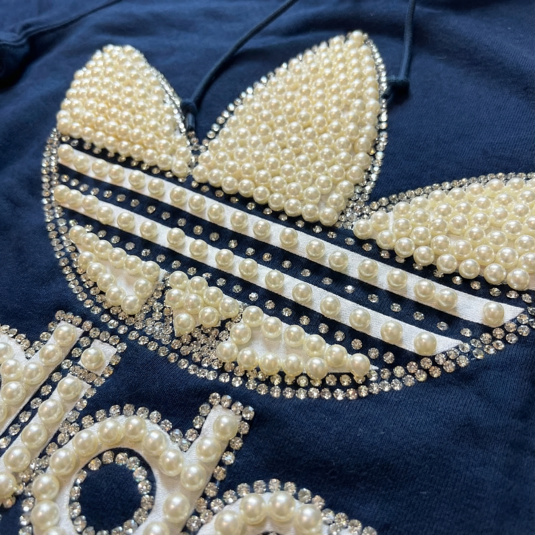 Blue Adidas Hoodie Pearls & Swarovski