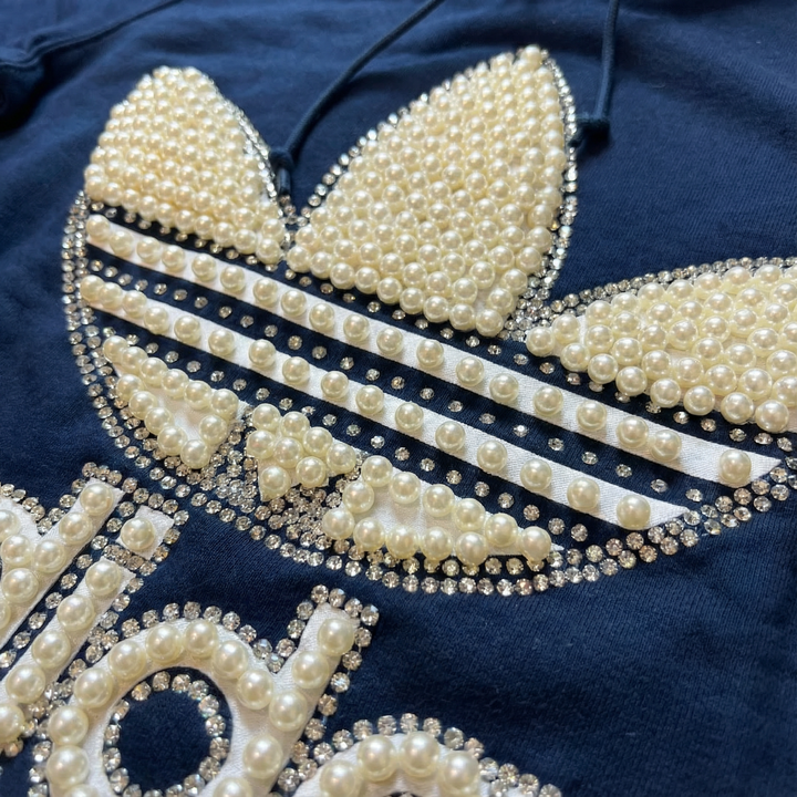 Blue Adidas Hoodie Pearls & Swarovski