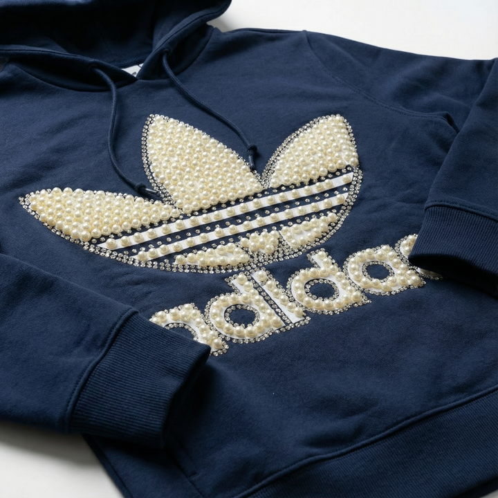 Blue Adidas Hoodie Pearls & Swarovski