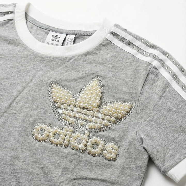 Grey Adidas T-shirt Pearls & Swarovski