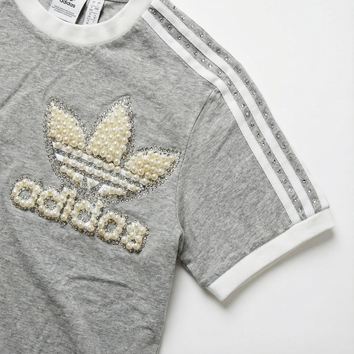 Grey Adidas T-shirt Pearls & Swarovski